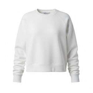 Athleta Fleece Relaxed Cropped Crew Neck Sweatshirt Size Medium Bone Color